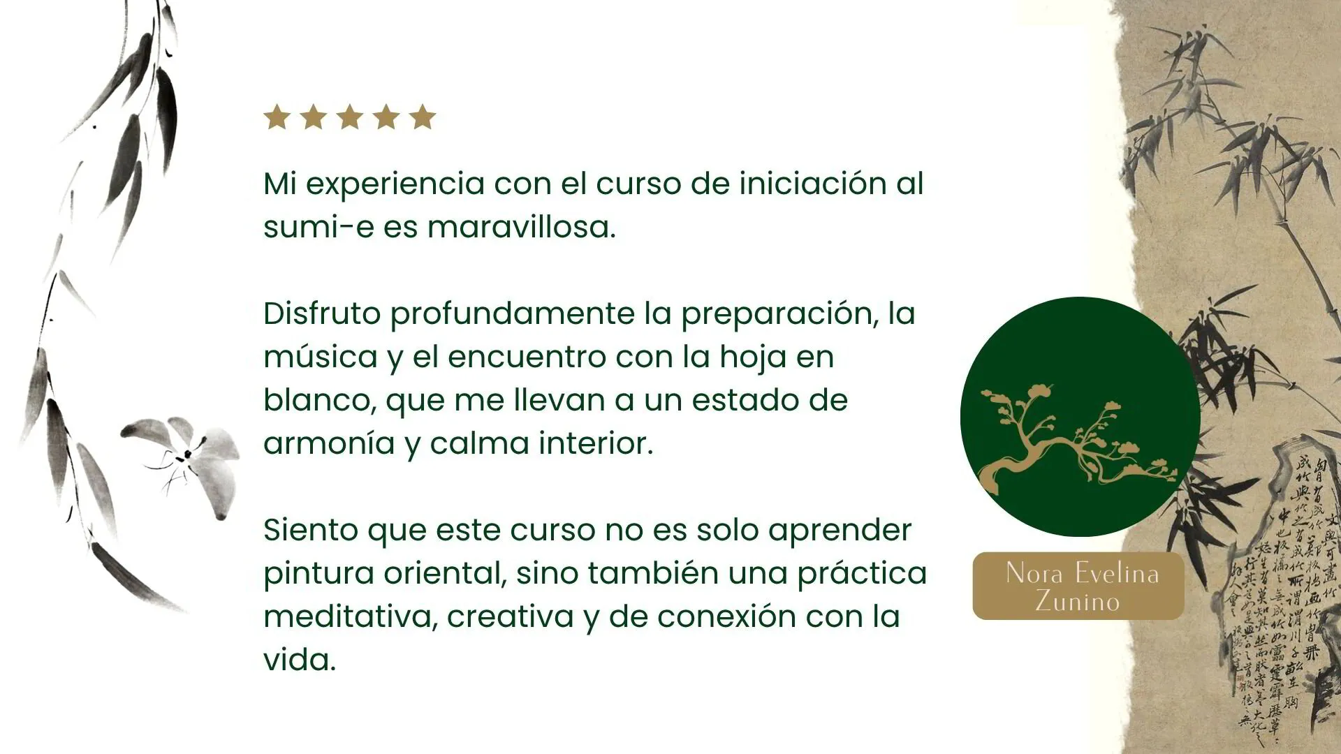 Testimonio de una alumna del curso Iniciación al Sumi-e