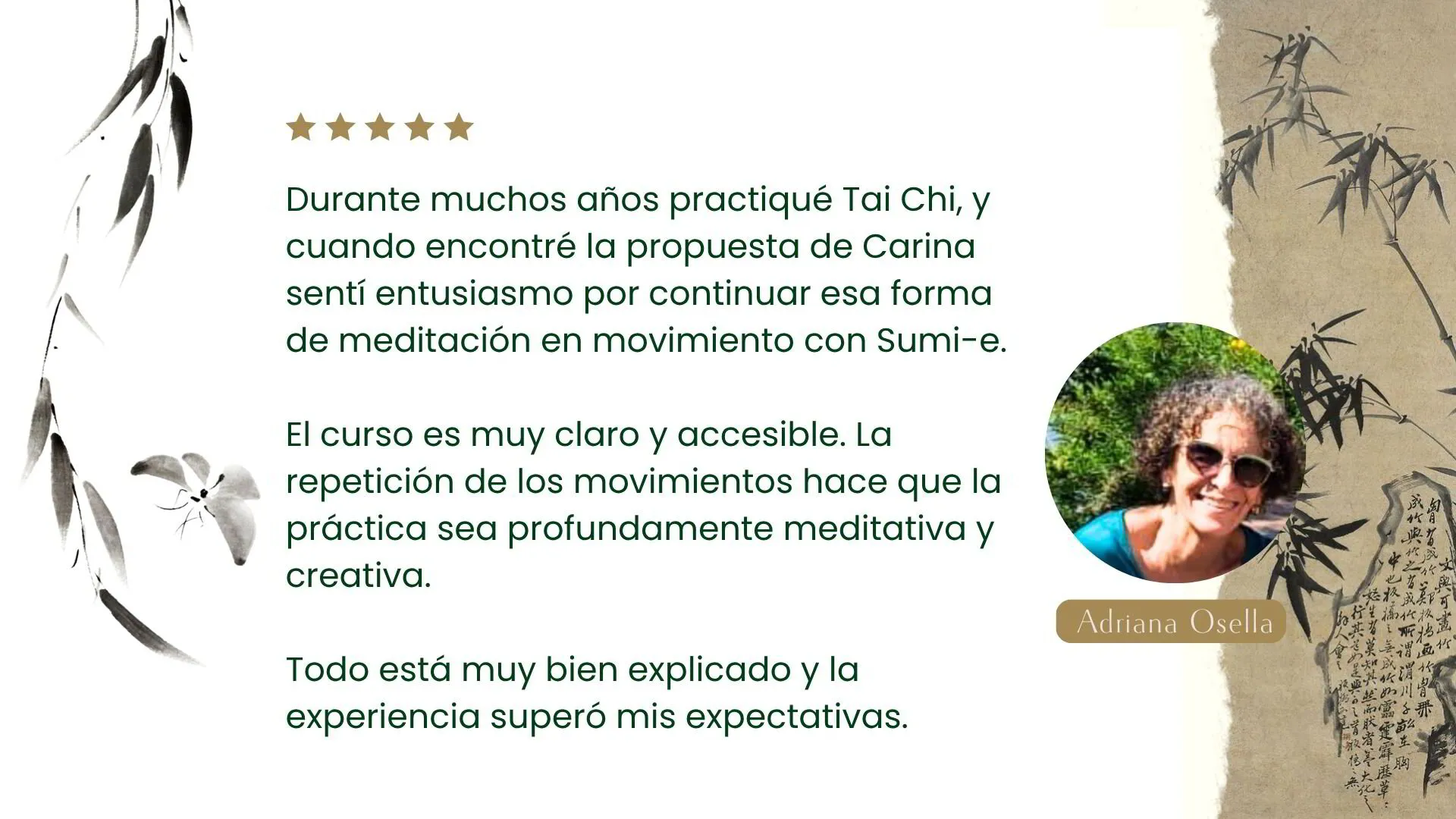 Testimonio de una alumna del curso Iniciación al Sumi-e