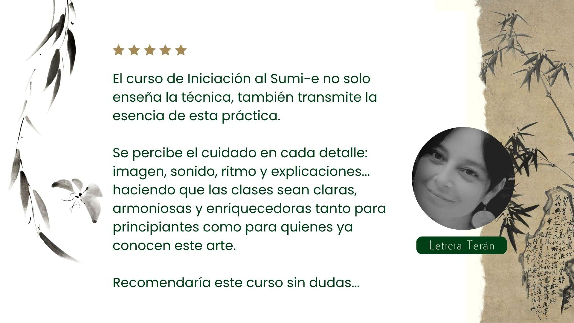 Testimonio de Leticia Terán — Curso de Iniciación al Sumi-e