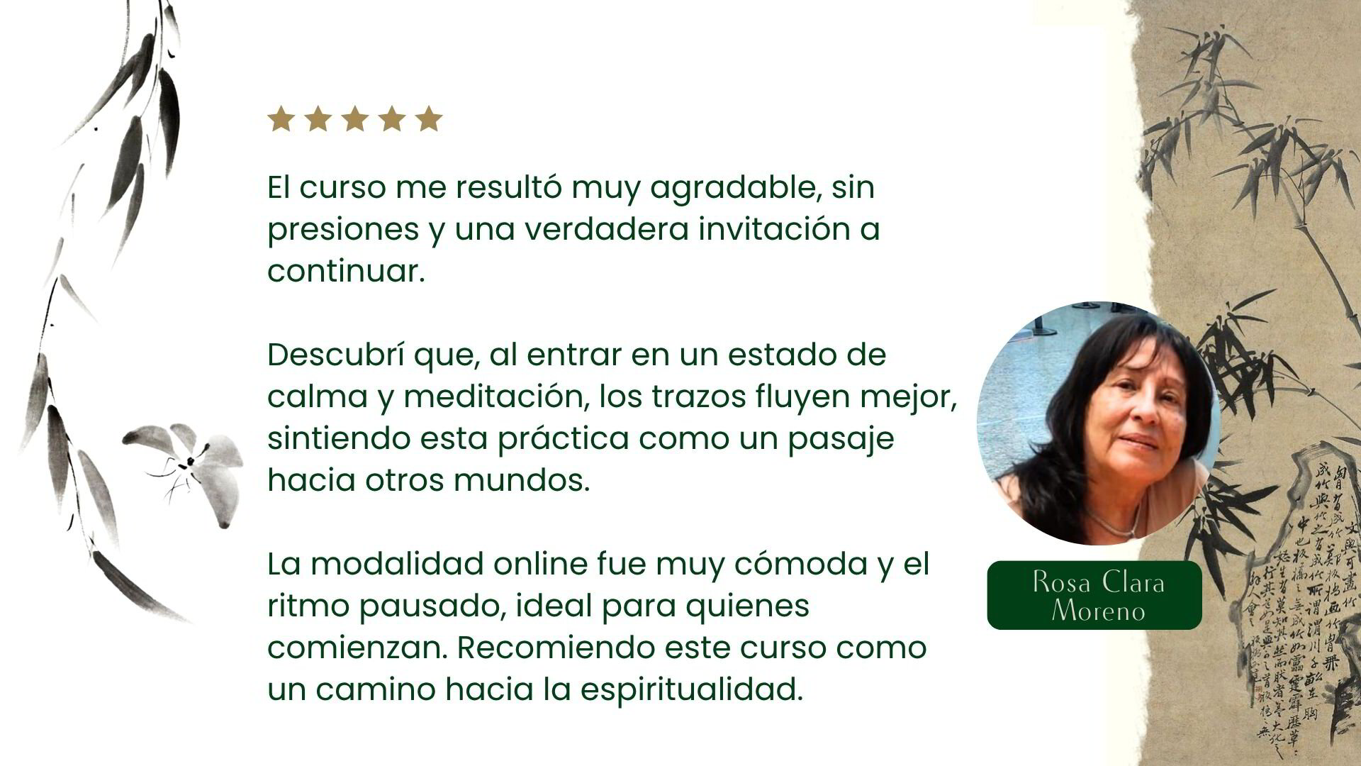 Testimonio de Rosa Clara Moreno — Curso de Iniciación al Sumi-e